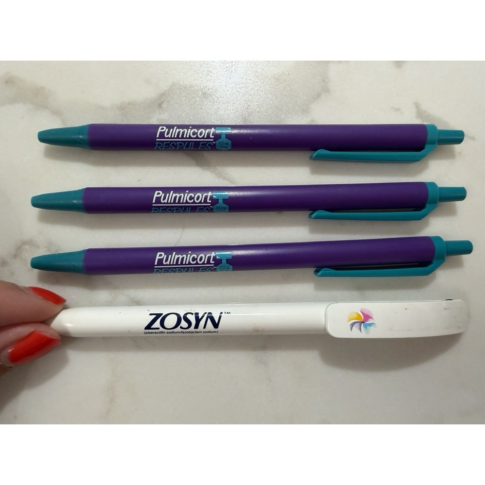 Lot Of 4 Plastic Pharmaceutical‎ Drug Rep Pens Pulmicort Zosyn